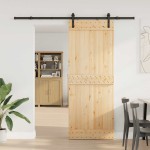 vidaXL Ușă glisantă cu set de feronerie 80x210 cm, lemn masiv de pin vidaXL Ușă glisantă cu set de feronerie 80x210 cm, lemn masiv de pin