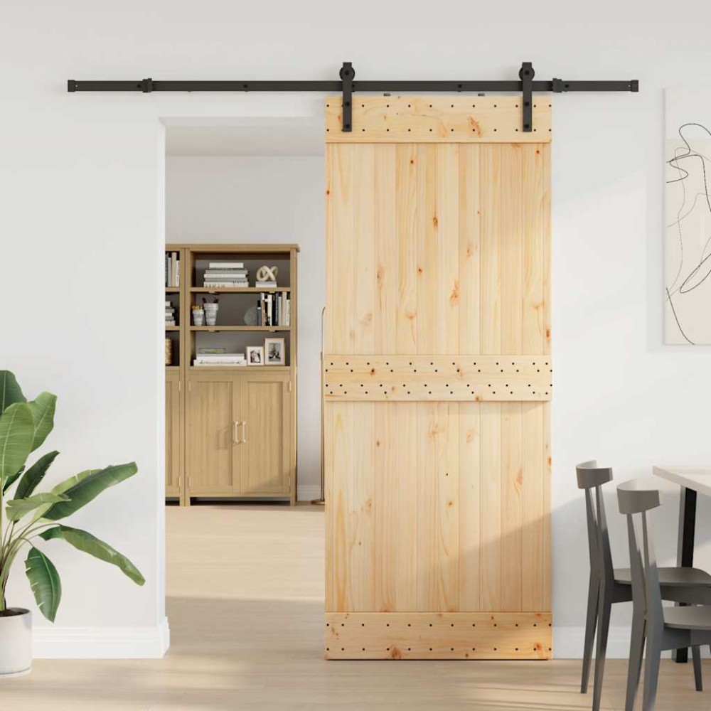 vidaXL Ușă glisantă cu set de feronerie 85x210 cm, lemn masiv de pin