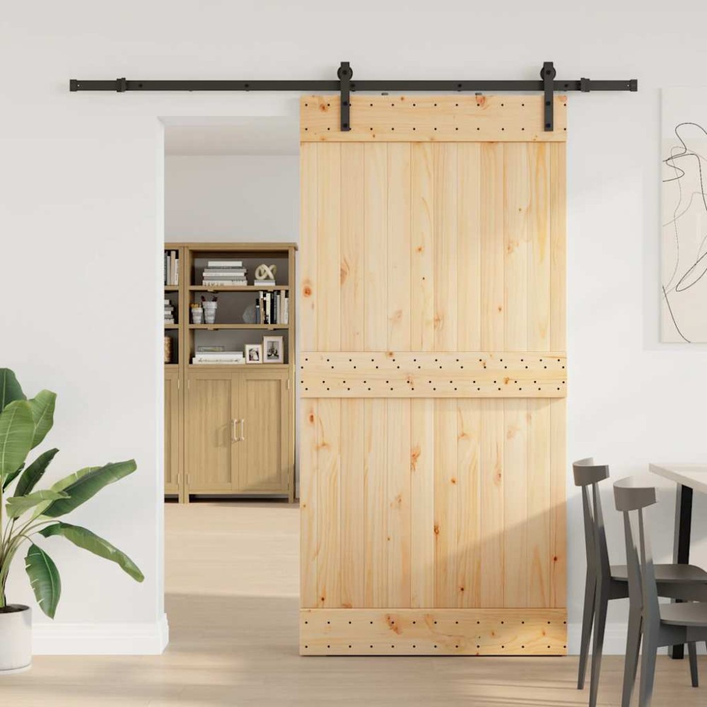 vidaXL Ușă glisantă cu set feronerie, 100x210 cm, lemn masiv de pin