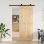 vidaXL Ușă glisantă cu set de feronerie 80x210 cm, lemn masiv de pin vidaXL Ușă glisantă cu set de feronerie 80x210 cm, lemn masiv de pin