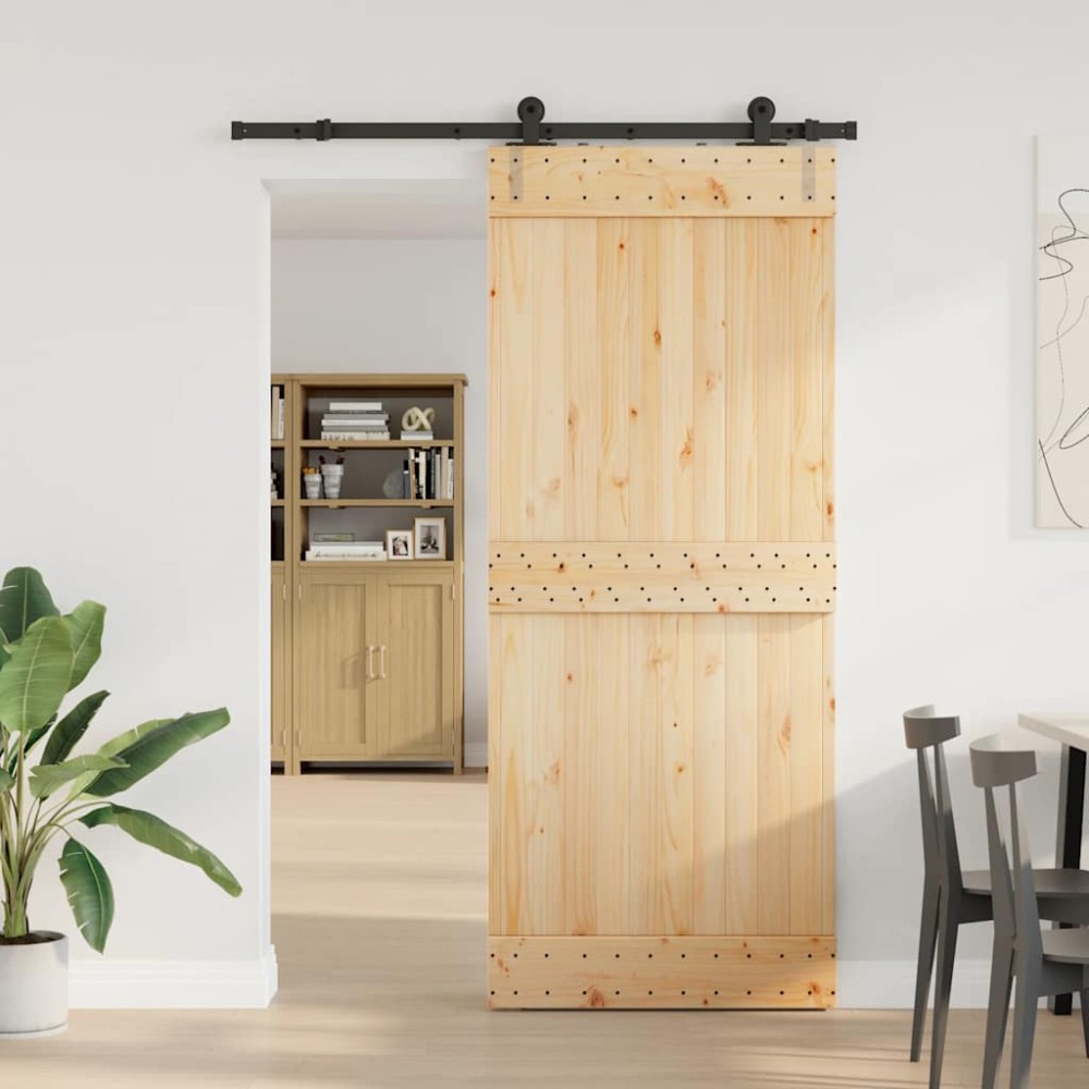 vidaXL Ușă glisantă cu set de feronerie 85x210 cm, lemn masiv de pin