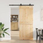 vidaXL Ușă glisantă cu set de feronerie 85x210 cm, lemn masiv de pin vidaXL Ușă glisantă cu set de feronerie 85x210 cm, lemn masiv de pin
