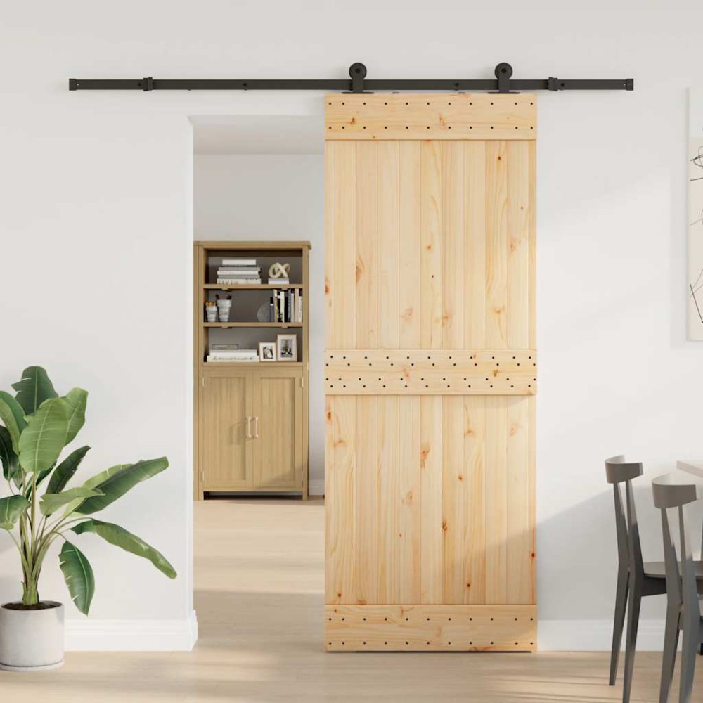 vidaXL Ușă glisantă cu set de feronerie 80x210 cm, lemn masiv de pin