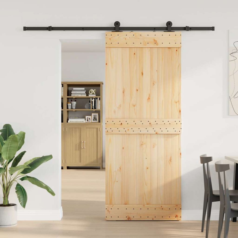 vidaXL Ușă glisantă cu set de feronerie 85x210 cm, lemn masiv de pin