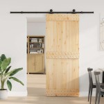 vidaXL Ușă glisantă cu set de feronerie 85x210 cm, lemn masiv de pin vidaXL Ușă glisantă cu set de feronerie 85x210 cm, lemn masiv de pin
