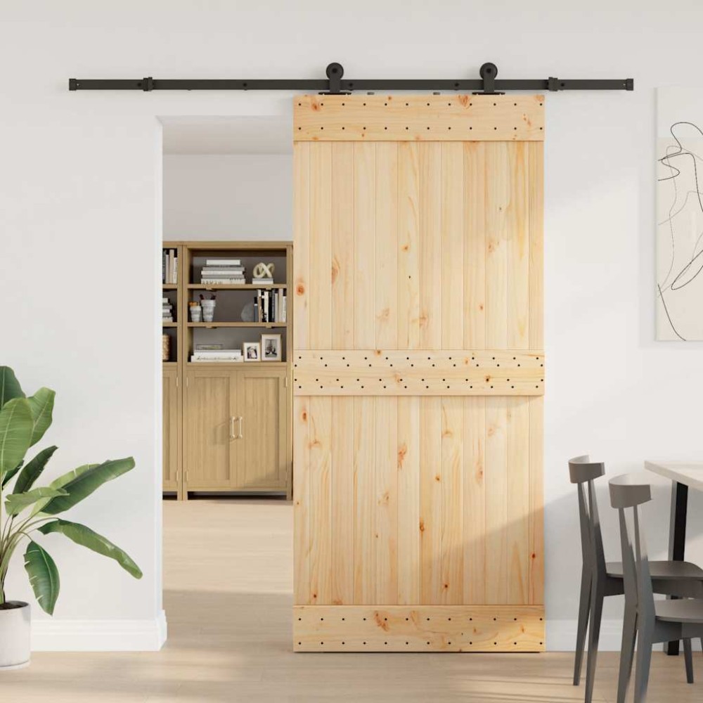 vidaXL Ușă glisantă cu set de feronerie 95x210 cm, lemn masiv de pin