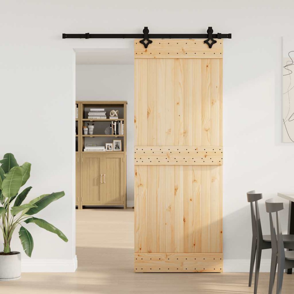 vidaXL Ușă glisantă cu set de feronerie 80x210 cm, lemn masiv de pin