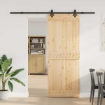 vidaXL Ușă glisantă cu set de feronerie 80x210 cm, lemn masiv de pin vidaXL Ușă glisantă cu set de feronerie 80x210 cm, lemn masiv de pin