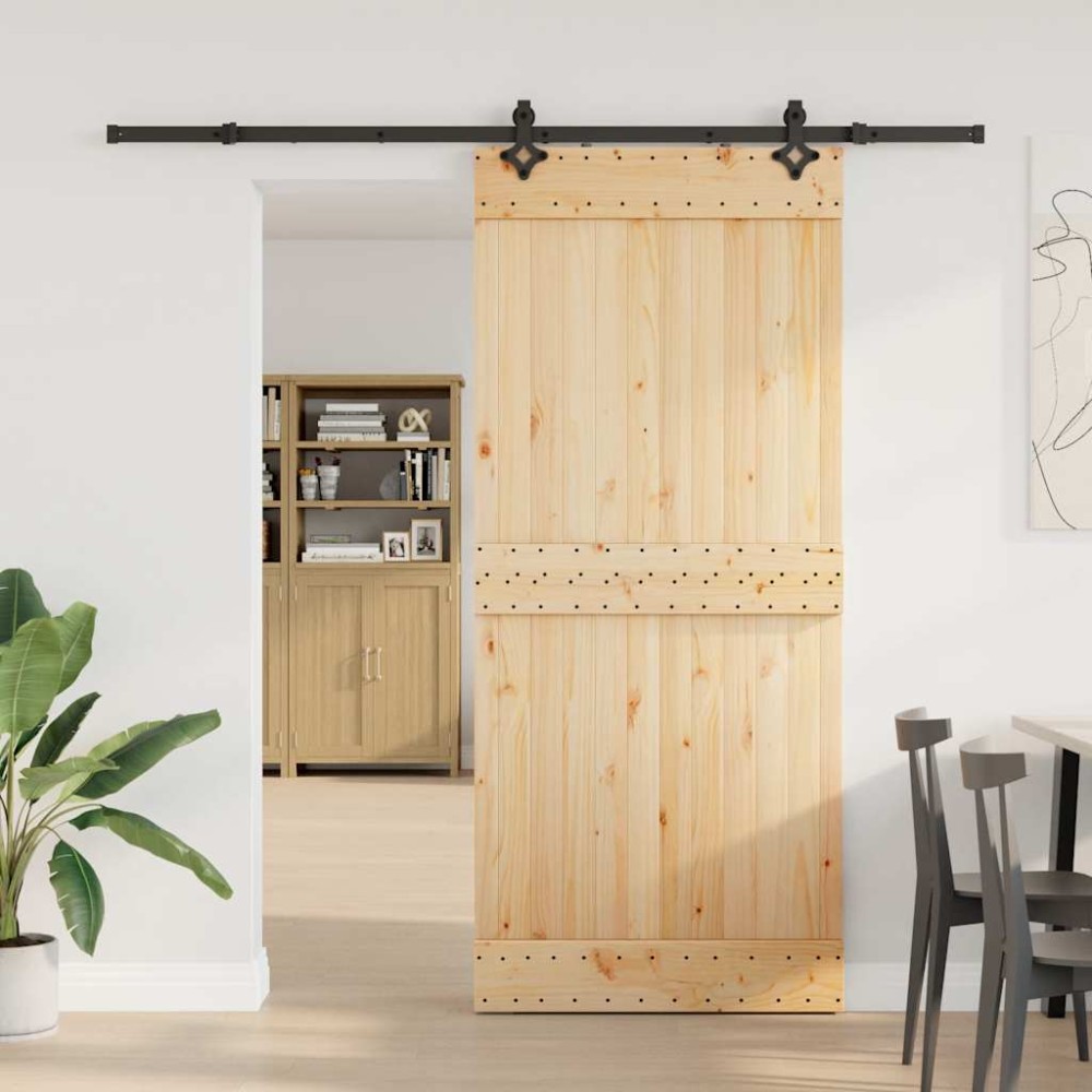 vidaXL Ușă glisantă cu set feronerie, 90x210 cm, lemn masiv de pin