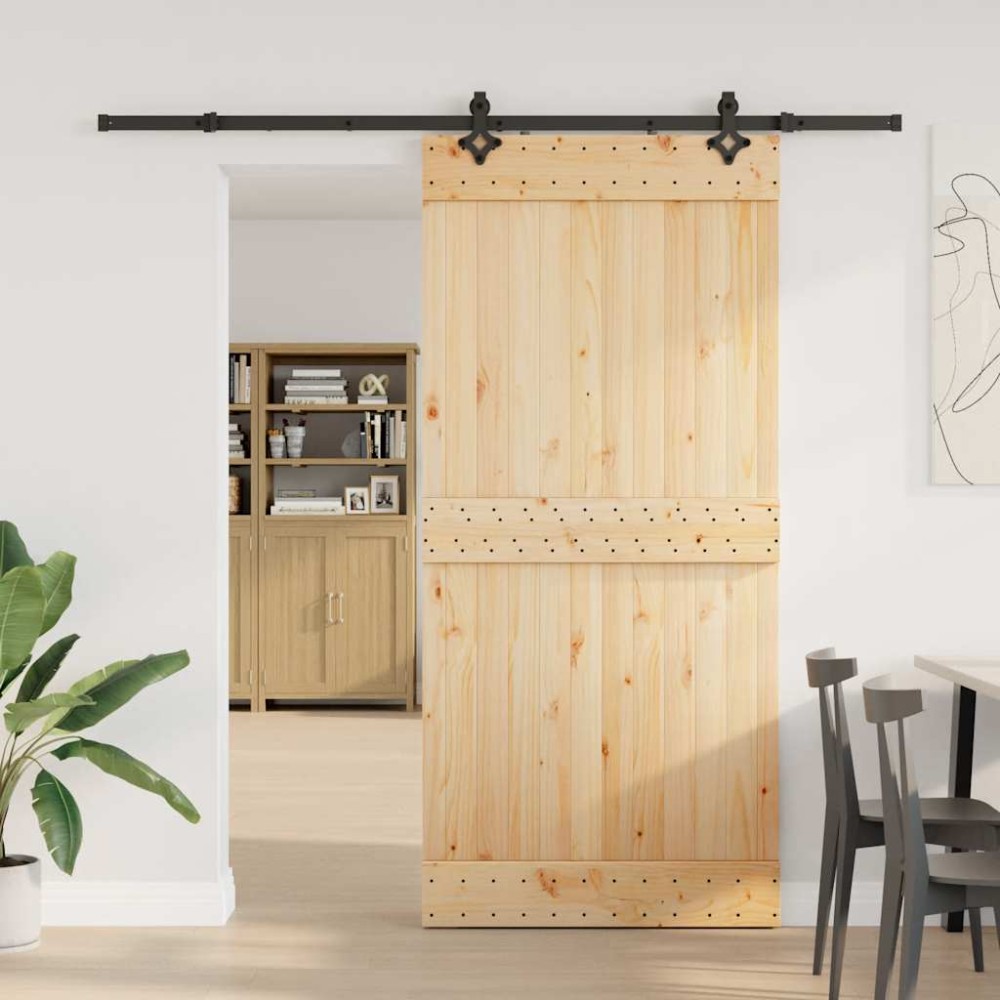 vidaXL Ușă glisantă cu set de feronerie 95x210 cm, lemn masiv de pin