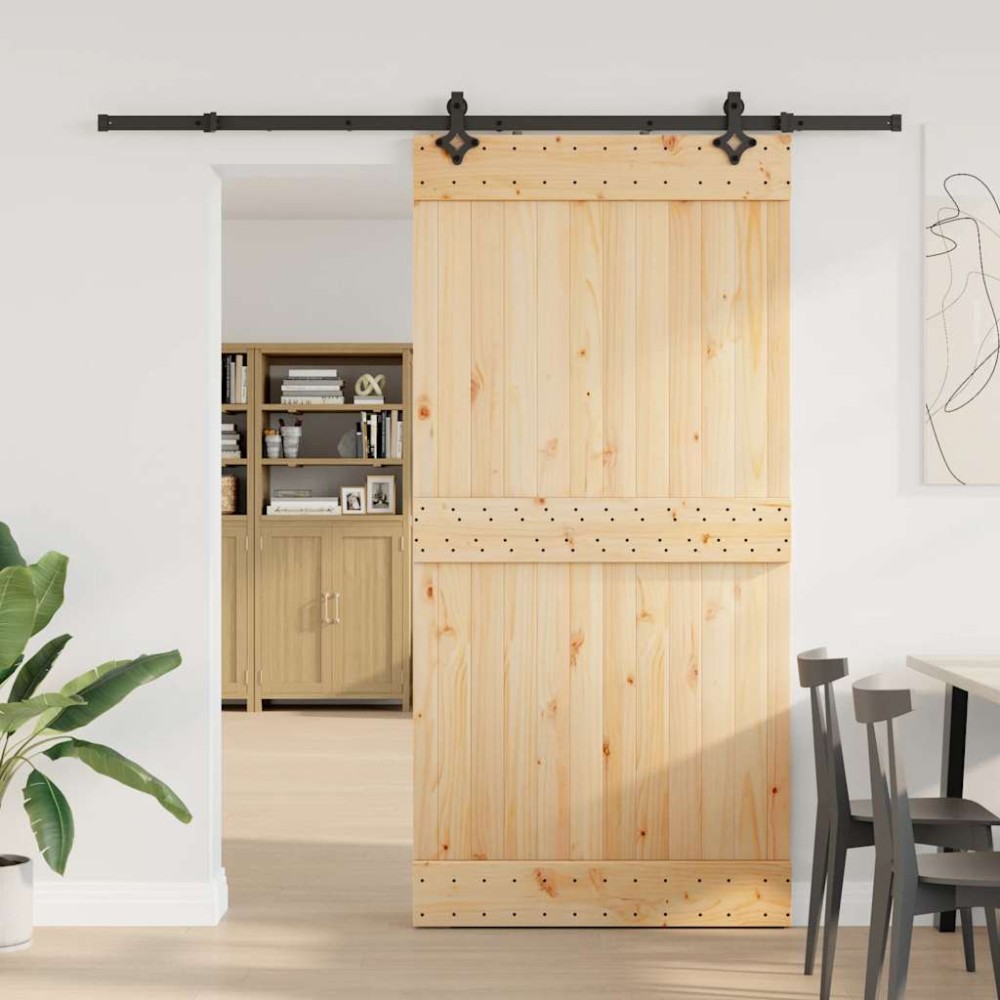 vidaXL Ușă glisantă cu set feronerie, 100x210 cm, lemn masiv de pin