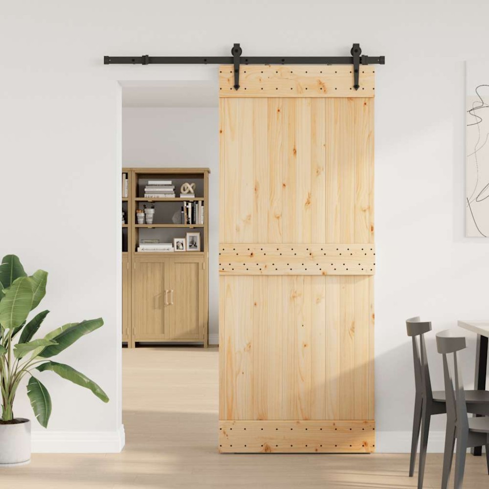 vidaXL Ușă glisantă cu set de feronerie 85x210 cm, lemn masiv de pin