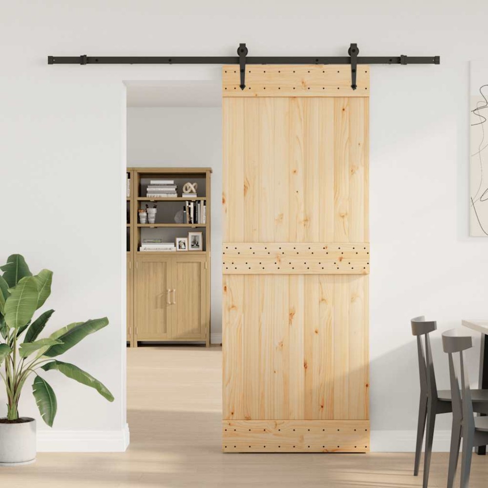 vidaXL Ușă glisantă cu set de feronerie 80x210 cm, lemn masiv de pin