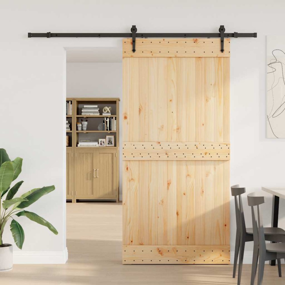 vidaXL Ușă glisantă cu set feronerie, 100x210 cm, lemn masiv de pin
