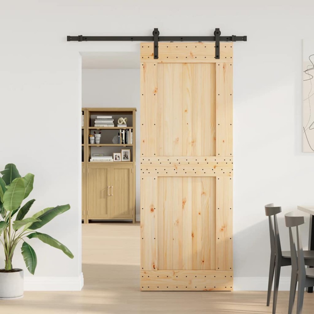 vidaXL Ușă glisantă cu set de feronerie 85x210 cm, lemn masiv de pin