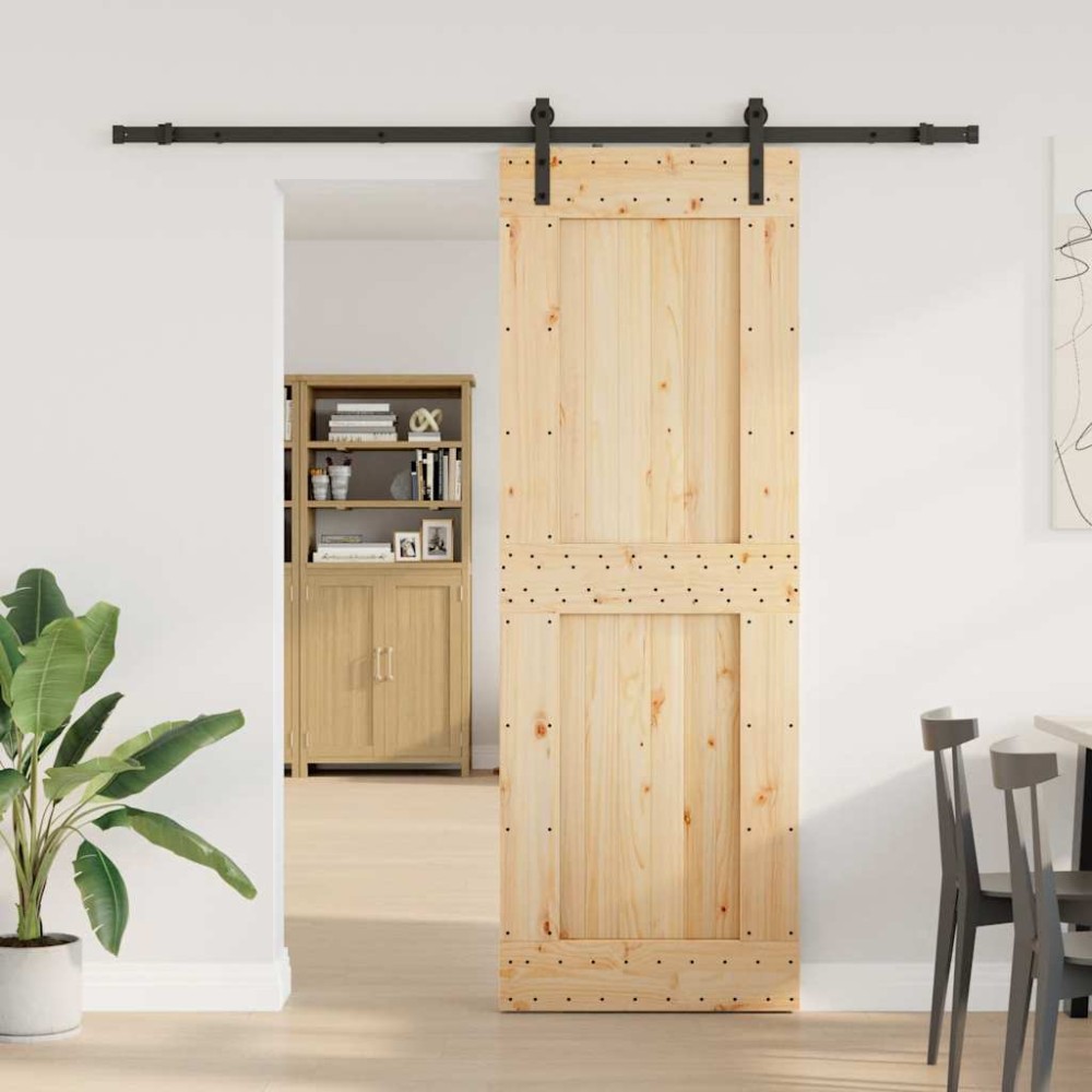 vidaXL Ușă glisantă cu set de feronerie 80x210 cm, lemn masiv de pin
