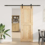 vidaXL Ușă glisantă cu set de feronerie 80x210 cm, lemn masiv de pin vidaXL Ușă glisantă cu set de feronerie 80x210 cm, lemn masiv de pin
