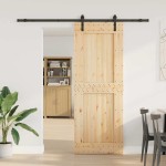 vidaXL Ușă glisantă cu set de feronerie 85x210 cm, lemn masiv de pin vidaXL Ușă glisantă cu set de feronerie 85x210 cm, lemn masiv de pin