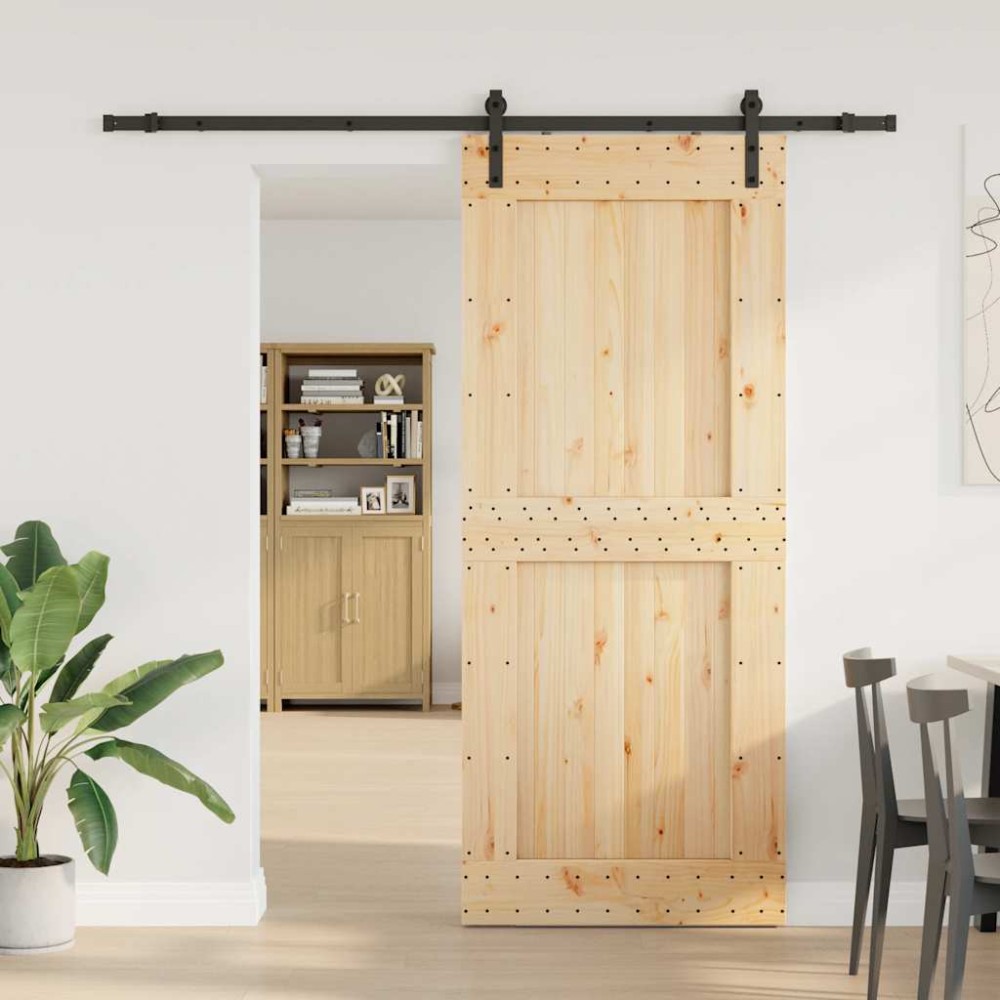 vidaXL Ușă glisantă cu set de feronerie 95x210 cm, lemn masiv de pin