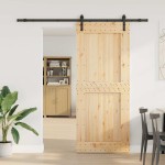 vidaXL Ușă glisantă cu set de feronerie 95x210 cm, lemn masiv de pin