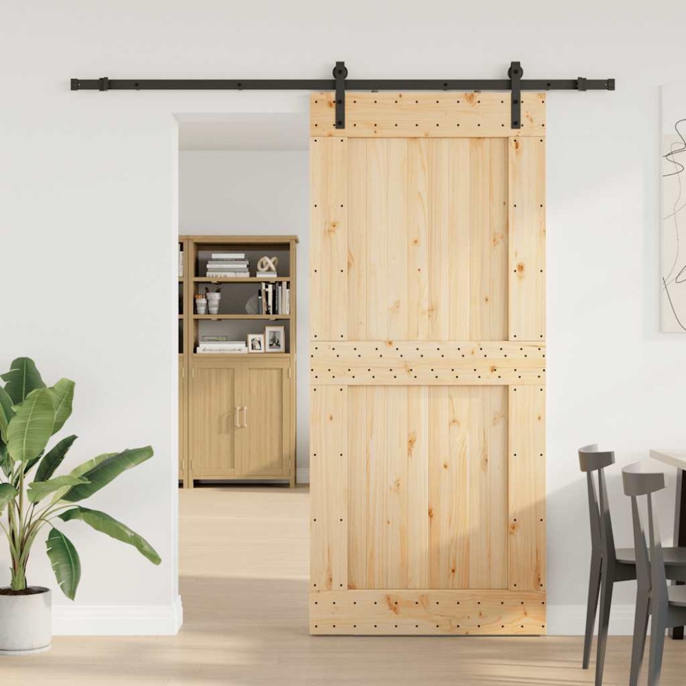 vidaXL Ușă glisantă cu set feronerie, 100x210 cm, lemn masiv de pin