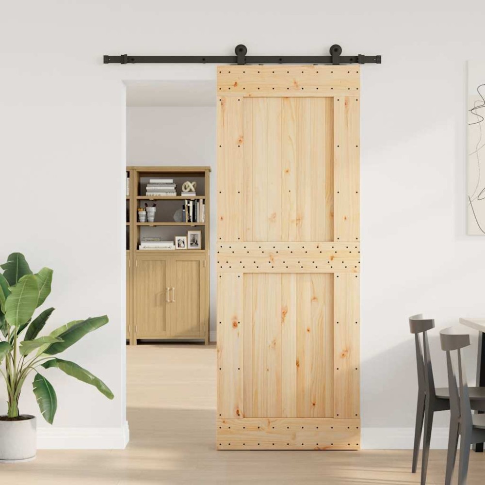 vidaXL Ușă glisantă cu set de feronerie 85x210 cm, lemn masiv de pin