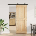 vidaXL Ușă glisantă cu set de feronerie 85x210 cm, lemn masiv de pin vidaXL Ușă glisantă cu set de feronerie 85x210 cm, lemn masiv de pin