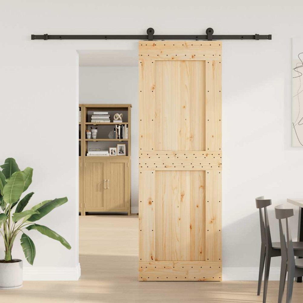 vidaXL Ușă glisantă cu set de feronerie 80x210 cm, lemn masiv de pin