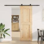 vidaXL Ușă glisantă cu set de feronerie 80x210 cm, lemn masiv de pin vidaXL Ușă glisantă cu set de feronerie 80x210 cm, lemn masiv de pin
