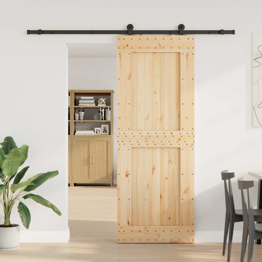 vidaXL Ușă glisantă cu set de feronerie 85x210 cm, lemn masiv de pin