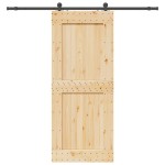 vidaXL Ușă glisantă cu set de feronerie 95x210 cm, lemn masiv de pin vidaXL Ușă glisantă cu set de feronerie 95x210 cm, lemn masiv de pin