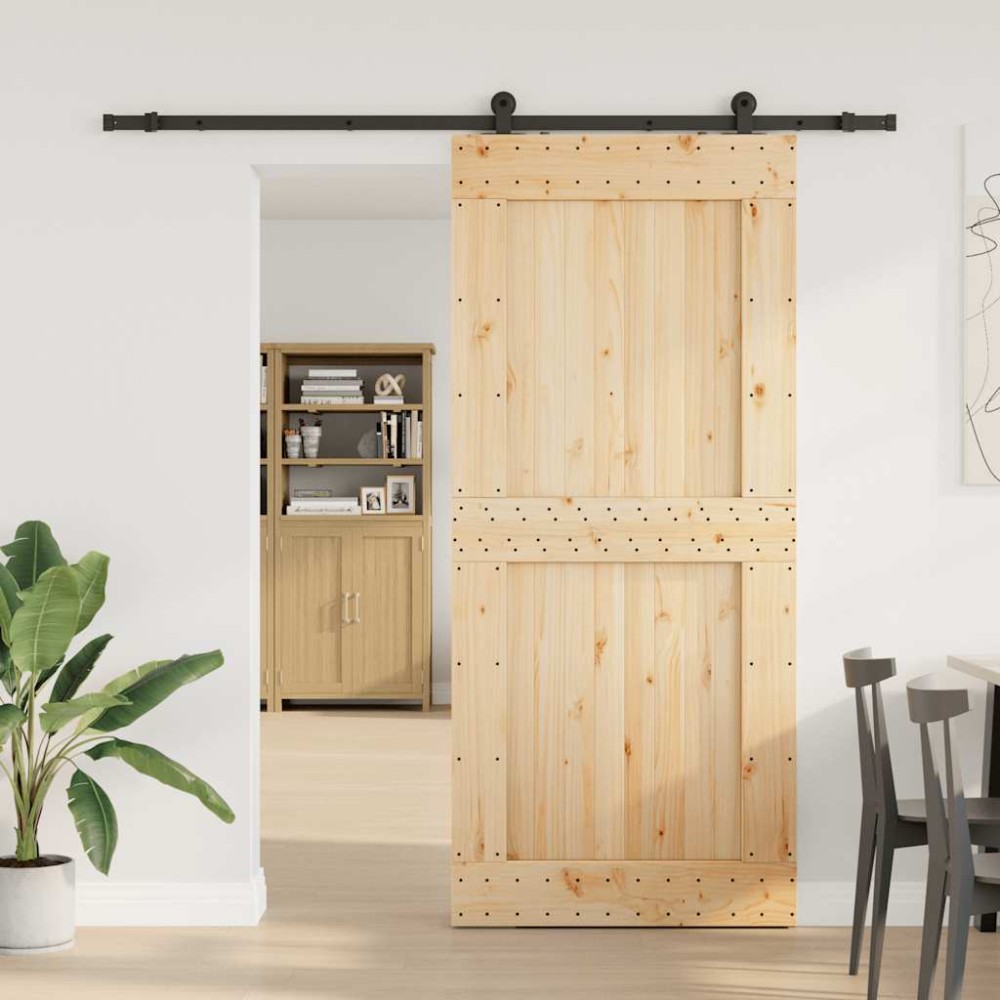 vidaXL Ușă glisantă cu set feronerie, 100x210 cm, lemn masiv de pin