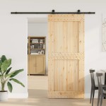 vidaXL Ușă glisantă cu set feronerie, 100x210 cm, lemn masiv de pin vidaXL Ușă glisantă cu set feronerie, 100x210 cm, lemn masiv de pin