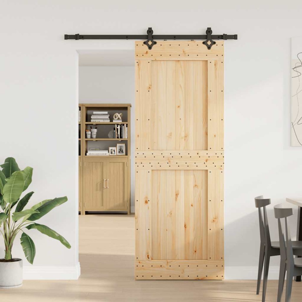 vidaXL Ușă glisantă cu set de feronerie 85x210 cm, lemn masiv de pin