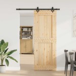 vidaXL Ușă glisantă cu set de feronerie 85x210 cm, lemn masiv de pin vidaXL Ușă glisantă cu set de feronerie 85x210 cm, lemn masiv de pin
