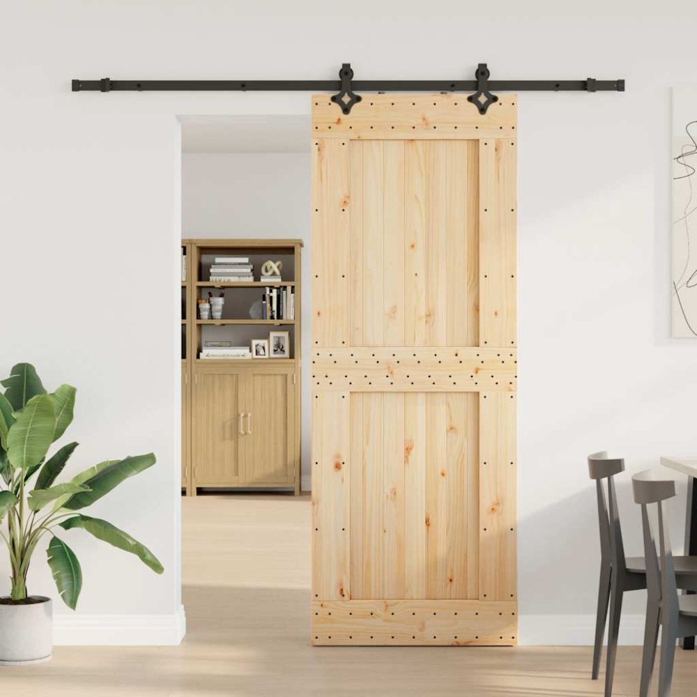 vidaXL Ușă glisantă cu set de feronerie 85x210 cm, lemn masiv de pin