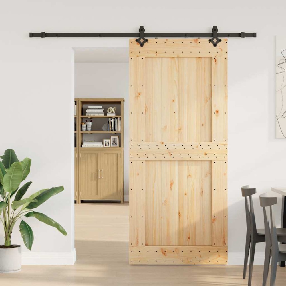 vidaXL Ușă glisantă cu set feronerie, 100x210 cm, lemn masiv de pin