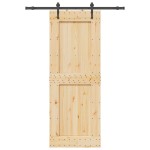 vidaXL Ușă glisantă cu set de feronerie 85x210 cm, lemn masiv de pin vidaXL Ușă glisantă cu set de feronerie 85x210 cm, lemn masiv de pin
