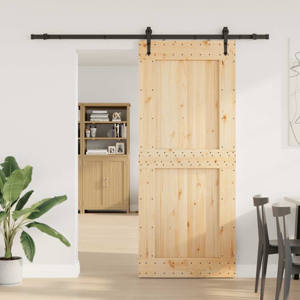 vidaXL Ușă glisantă cu set de feronerie 95x210 cm, lemn masiv de pin