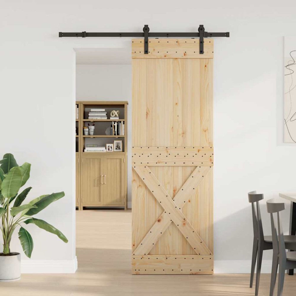 vidaXL Ușă glisantă cu set de feronerie 80x210 cm, lemn masiv de pin
