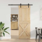 vidaXL Ușă glisantă cu set de feronerie 80x210 cm, lemn masiv de pin vidaXL Ușă glisantă cu set de feronerie 80x210 cm, lemn masiv de pin