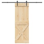 vidaXL Ușă glisantă cu set de feronerie 80x210 cm, lemn masiv de pin vidaXL Ușă glisantă cu set de feronerie 80x210 cm, lemn masiv de pin