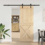 vidaXL Ușă glisantă cu set de feronerie 85x210 cm, lemn masiv de pin vidaXL Ușă glisantă cu set de feronerie 85x210 cm, lemn masiv de pin