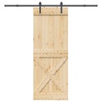 vidaXL Ușă glisantă cu set de feronerie 85x210 cm, lemn masiv de pin vidaXL Ușă glisantă cu set de feronerie 85x210 cm, lemn masiv de pin
