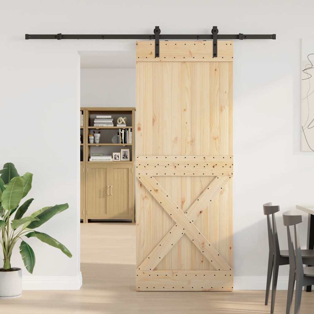 vidaXL Ușă glisantă cu set feronerie, 90x210 cm, lemn masiv de pin