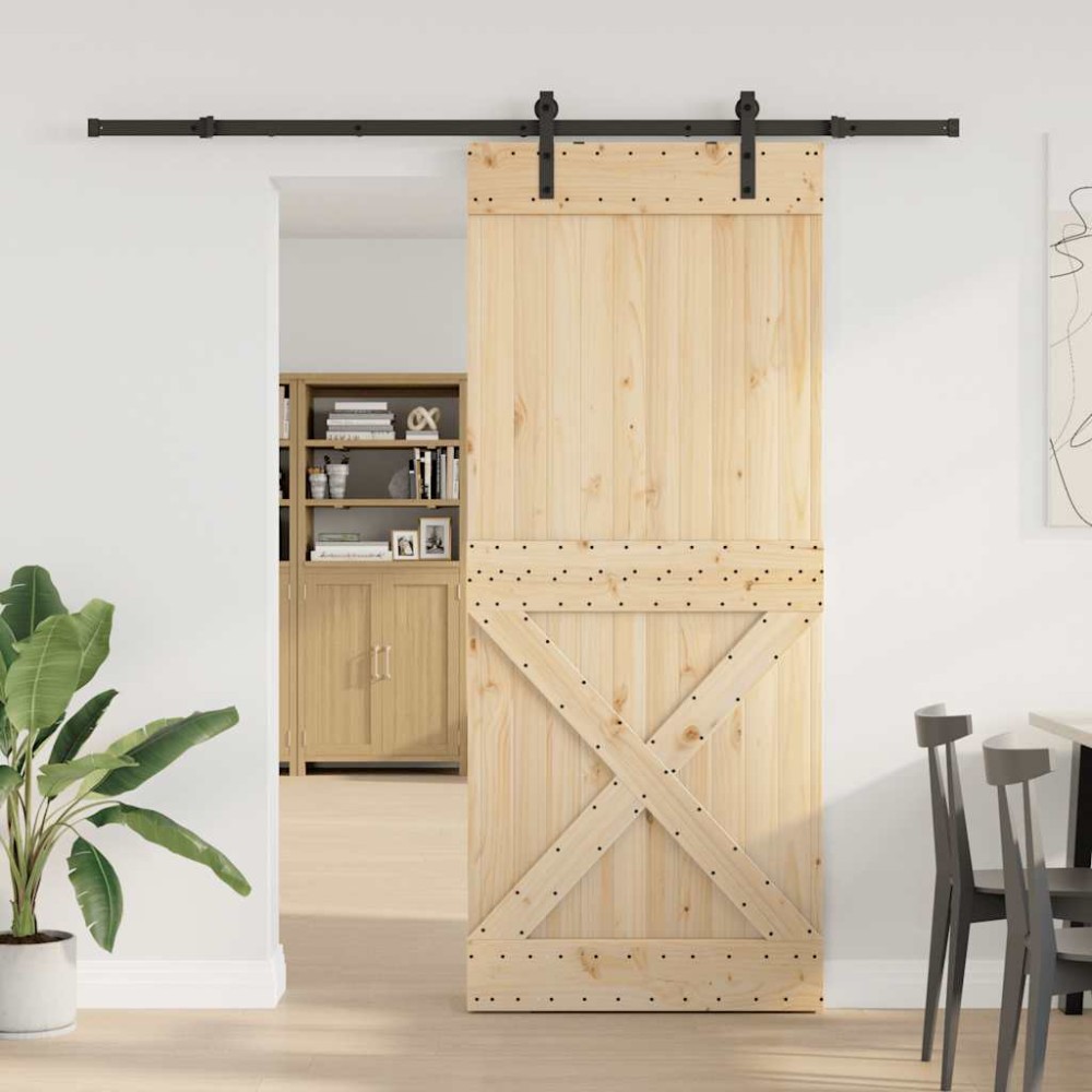 vidaXL Ușă glisantă cu set feronerie, 100x210 cm, lemn masiv de pin