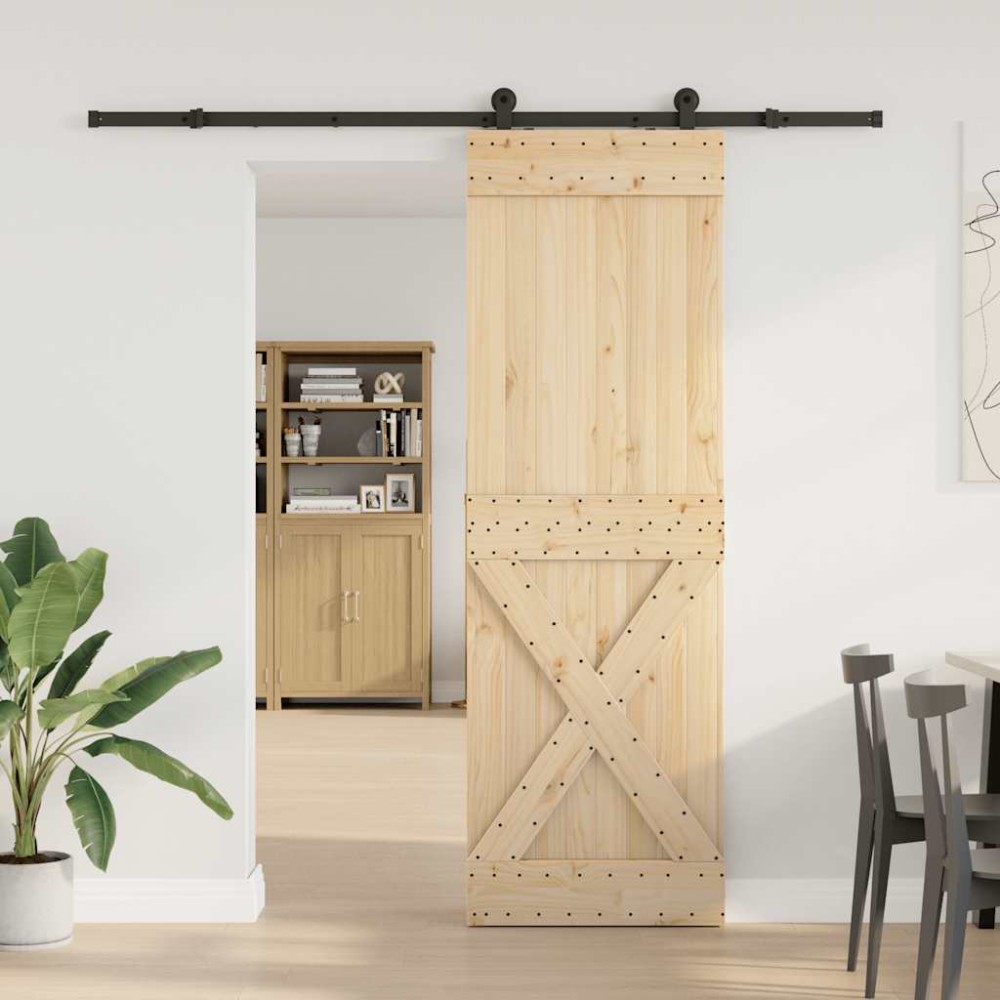 vidaXL Ușă glisantă cu set de feronerie 70x210 cm, lemn masiv de pin