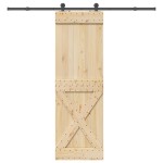 vidaXL Ușă glisantă cu set de feronerie 70x210 cm, lemn masiv de pin vidaXL Ușă glisantă cu set de feronerie 70x210 cm, lemn masiv de pin