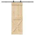vidaXL Ușă glisantă cu set de feronerie 80x210 cm, lemn masiv de pin vidaXL Ușă glisantă cu set de feronerie 80x210 cm, lemn masiv de pin