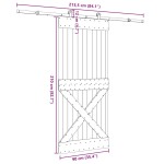 vidaXL Ușă glisantă cu set feronerie, 90x210 cm, lemn masiv de pin